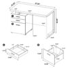 Reversible Office Computer Desk With 3 Drawers - Cappuccino - Image 3