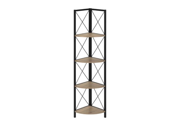 Bookshelf, Bookcase, Etagere, Corner, 4 Tier, Office, Contemporary & Modern - Taupe