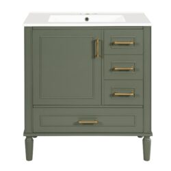 30" Bathroom Vanity With Sink And Ample Storage - Olive Green