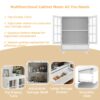 Buffet Cabinet With Double Glass Doors And Drawer, Storage Sideboard Cupboard For Living Room - White - Image 11