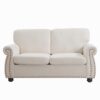 Soft Loveseat, Upholstered 2 Seater Couch, Loose Back Cushions And Turned Legs - Ivory - Image 9