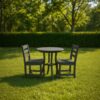 3 Piece Outdoor Dining Set, Round Patio Table With 2 Armless Chairs - Gray - Image 2