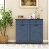 Double Tilt Out Trash Cabinet For 20 Gallon Trash Cans, Barn Door Laundry Sorter Cabinet - Antique Navy Blue - Image 22