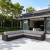 7 Piece Outdoor Sectional Seating Group With Cushions Wicker - Brown - Image 2