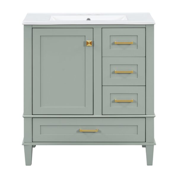30" Bathroom Vanity Set With Sink, Featuring Soft Close Doors, And 3 Drawer Design - Sage Green