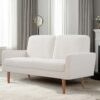 Loveseat Sofa, European Style With Sleek Design, Modern & Vintage Flair, Upholstered 2 Seater Couch - Ivory - Image 7