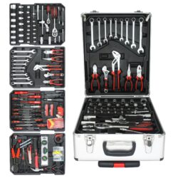 899 Piece Home Repair Tool Set With Rolling Plastic Toolbox, 4 Drawers, General Household Maintenance Kit For Garden, Homeowner, Handyman - Silver