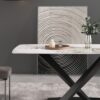 Modern Artificial Stone Pandora White Curved Metal Leg Dining Table, 6 People - Antique White - Image 6