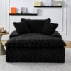 Harbor - Comfortable Luxury Sofa Turtle Fleece Fabric - Black - Image 4