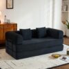 Convertible Sleeper Sofa Bed With Cylindrical Pillow, Floor Sofa Lounge Couch For Living Room - Black - Image 4