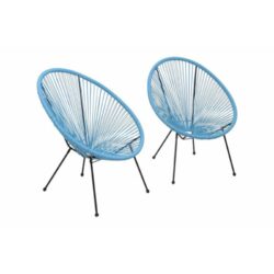 Egg Shaped String Chairs, Weather Resistant Frame (Set of 2) - Turquoise