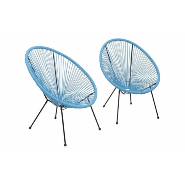 Egg Shaped String Chairs, Weather Resistant Frame (Set of 2) - Turquoise