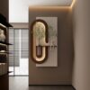Adjustable LED Sandstone Wall Decor With Simulated Plants 3D Art Sculpture, Glass Vase & Rabbit Statue, Remote Control - Light Coffee - Image 6