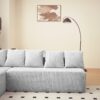 Modular U Shaped Sectional Sofa, 4 Seater Chaise Lounge With Reversible Design Striped - Gray - Image 11