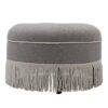 Yolanda - Round Upholstered Accent Ottoman - Light Gray / Ivory - Image 7