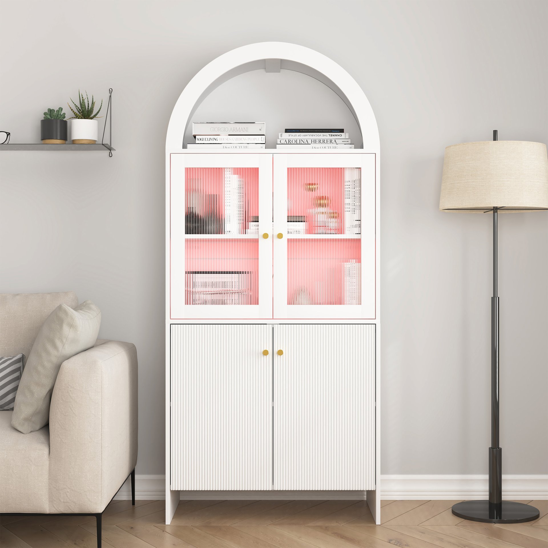 Modern Tech Inspired Dome Cabinet With LED Lighting Smart Snack Storage Solution - White - Image 12