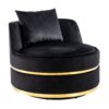 360 Degree Swivel Accent Chair With Soft Cushion For Living Room, Bedroom, Office - Black - Image 9