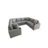 Modern U Shaped Sectional Sofa Convertible Pull Out Sofa Bed With USB Ports And Cup Holders Chenille - Gray - Image 5