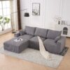 Modular Sectional Sofa With USB Charger And Petal Armrest - Gray - Image 5