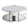 Luxury Double Tier Round Mirror Coffee & End Table With Fluted Glass Modern Sofa Side Table - Silver / Glass - Image 3