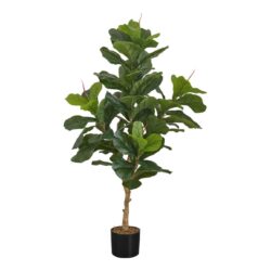 47" Tall, Artificial Plant, Fiddle Tree, Indoor, Faux, Fake, Floor, Greenery, Potted, Real Touch, Decorative - Green / Black
