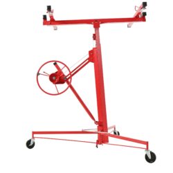 Red Carbon Steel Drywall Lift 11' Panel Hoist With Rolling Caster And Lockable Tool Jack - Red