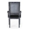 French Country Style Dining Chair With Cane Backrest And Polyester Upholstery - Black - Image 11