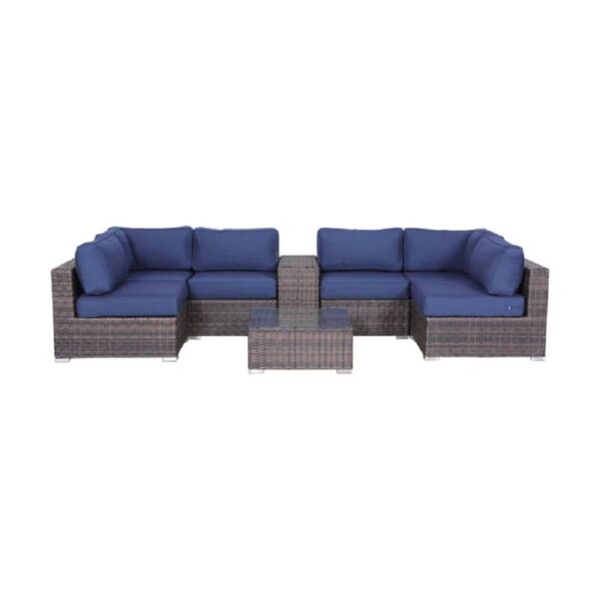 4 Person Patio Seating Set With Cushions And Glass Top Table - Brown
