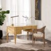 Dauphin - Gold Accent 5 Drawer Executive Desk - Natural Brown - Image 2