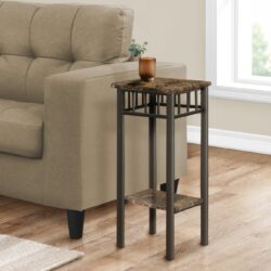 Accent Table Plant Stand Square Marble Look - Espresso