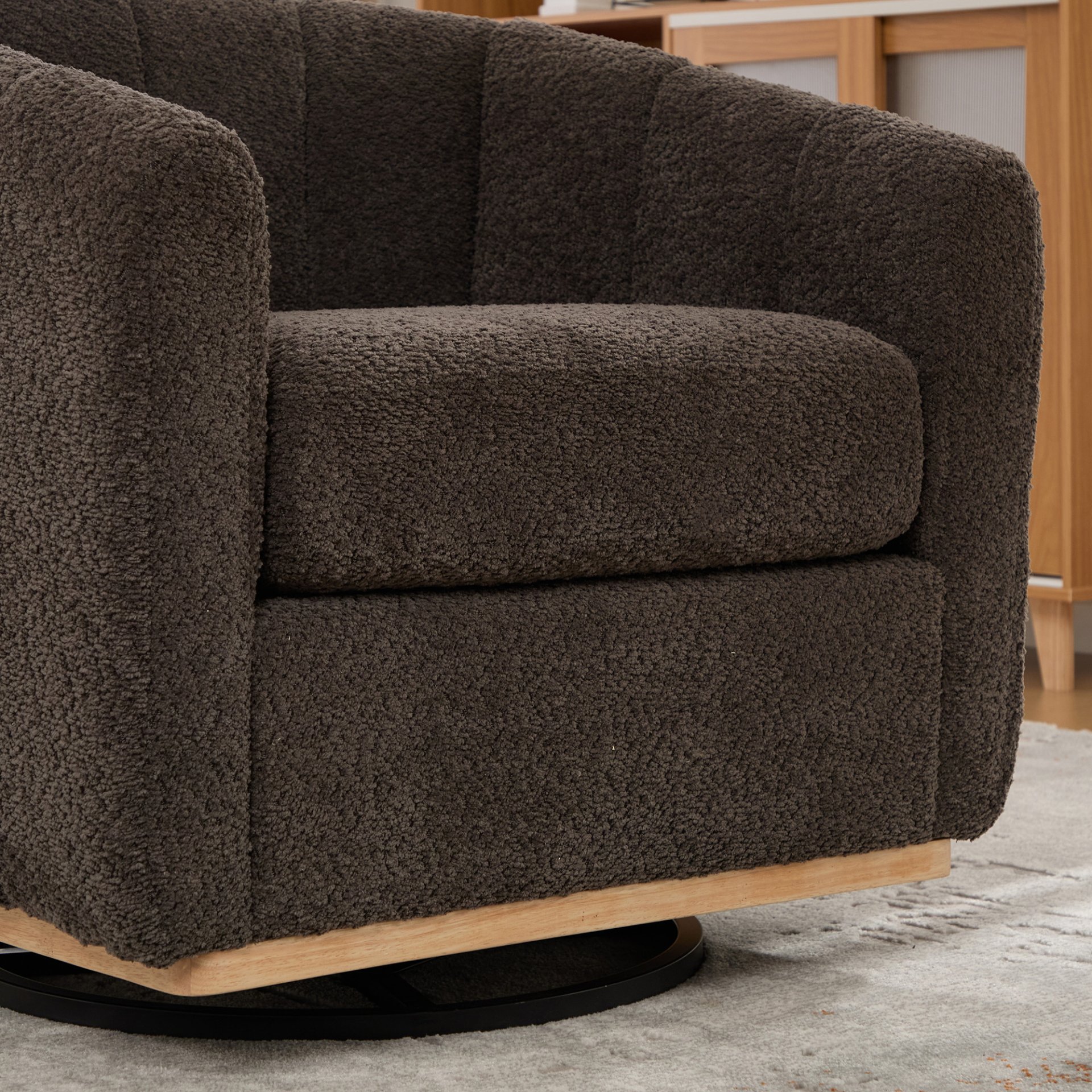 360° Swivel Pumpkin Shape Club Armchair - Charcoal - Image 13