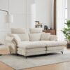 Modern Corduroy, Loveseat Sofa, Deep Seat Sectional Sofa With Ottomans Comfortable Cloud Sofa For Living Room, Apartment, Office, Couch - Beige - Image 4