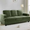 Modern Sofa, Comfortable 3 Seater Couch With Deep Seating And High Density Foam, Loose Back Cushions, Wide Arms, - Green - Image 7