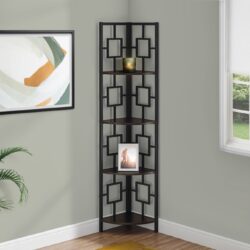 Bookshelf, Bookcase, Etagere, Corner, 4 Tier, For Office, Contemporary & Modern - Espresso