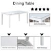 6 Piece Wooden Dining Table Set, Wooden Dining Table With 4 Upholstered Chairs And Bench For 6 People, Rectangular Dining Table Set With Crystal Decoration For Kitchen, Dining Room - White - Image 4