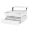 Lift Top Coffee Table With 2 Drawers, Hidden Space And LED Lights For Living Room - White - Image 12