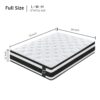 12" Full Size Hybrid Mattress Breathable Cool Knitted Cover Soft Memory Foam Individual Pocket Spring - White / Black - Image 12