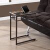 C-Shaped Accent Table Marble Look For Living Room - Espresso - Image 4