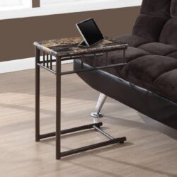 C-Shaped Accent Table Marble Look For Living Room - Espresso