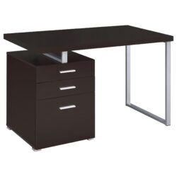 Reversible Office Computer Desk With 3 Drawers - Cappuccino