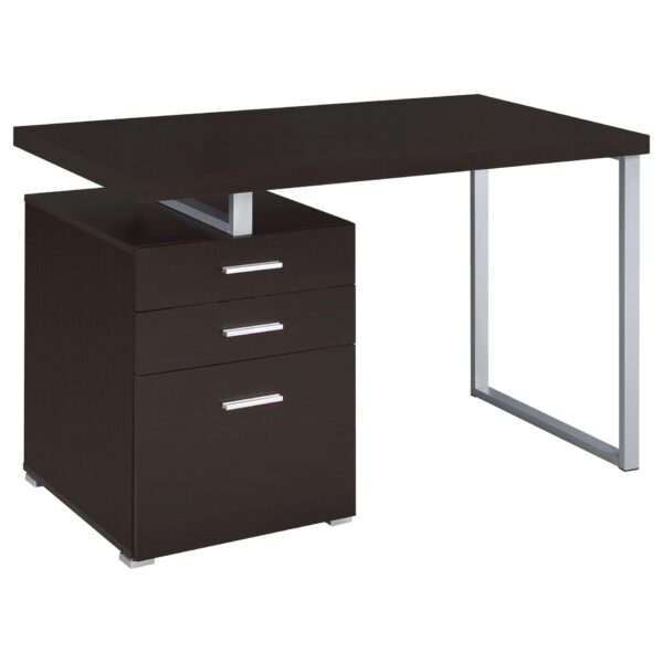 Reversible Office Computer Desk With 3 Drawers - Cappuccino