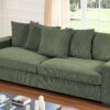 Luxe Corduroy Sofa With 5 Matching Toss Pillows, Sleek Design, Spacious And Comfortable 3 Seater Couch - Dark Green - Image 5