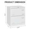 Filing Cabinet Lateral File Cabinet With Lock, 2 Drawer, For Legal / Letter / A4 / F4 Home Office - White - Image 8