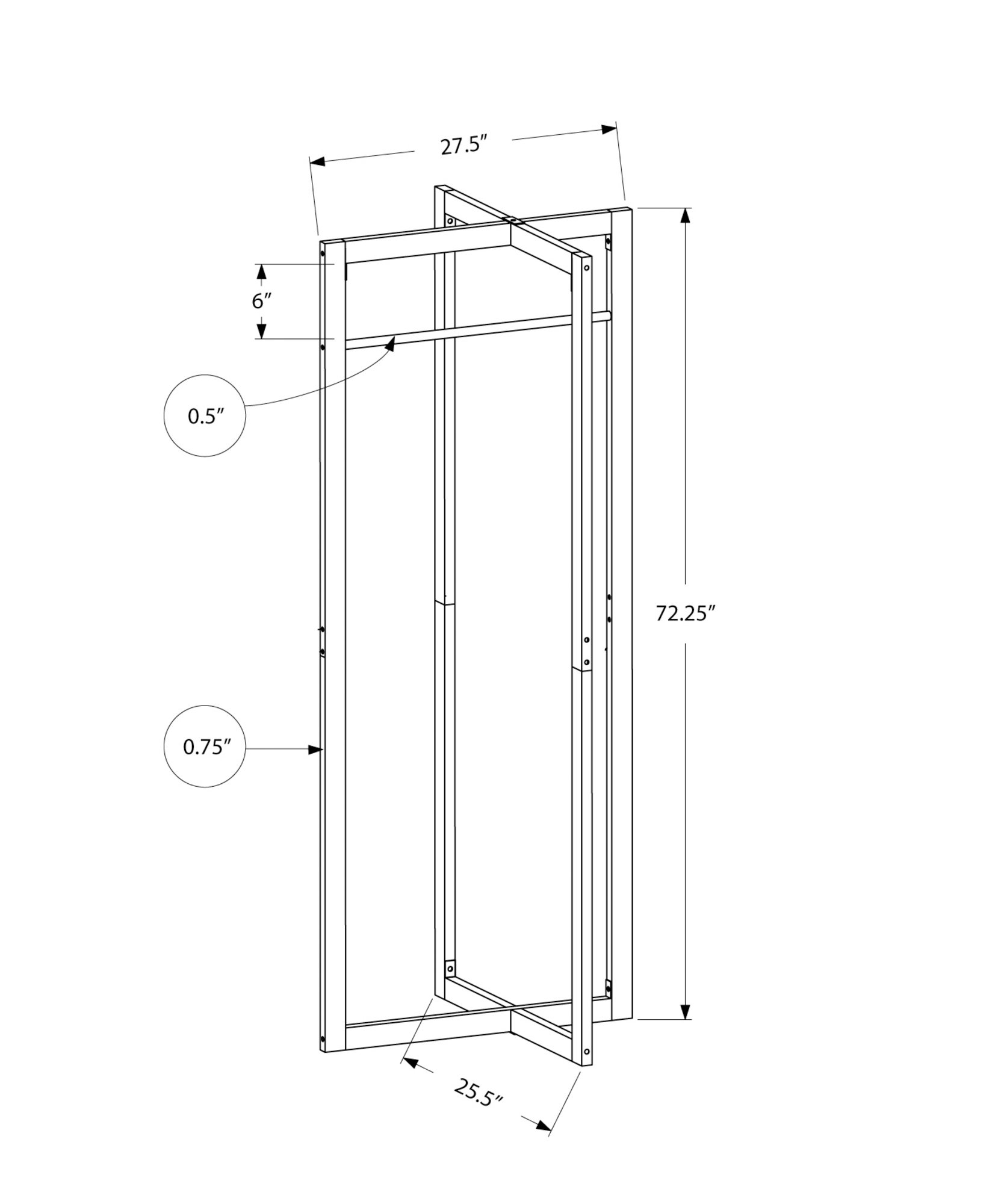 Coat Rack, Hall Tree, Free Standing, Hanging Bar, Entryway, For Contemporary & Modern - White - Image 3