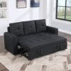 Aiden - Linen Fabric Sleeper Sofa With Tufting - Black - Image 5