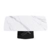 70.87" Modern Artificial Stone White Curved Black Metal Leg Dining Table, Can Accommodate 6-8 People - White / Black - Image 9