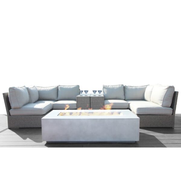 4 Piece Patio Seating Group With Cushions And Fire Pit - Gray Mix