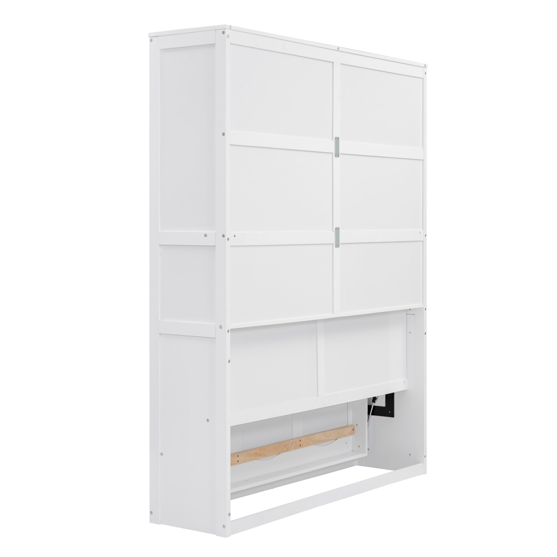 Queen Size Murphy Wall Bed With Shelves, Space Saving - White - Image 6