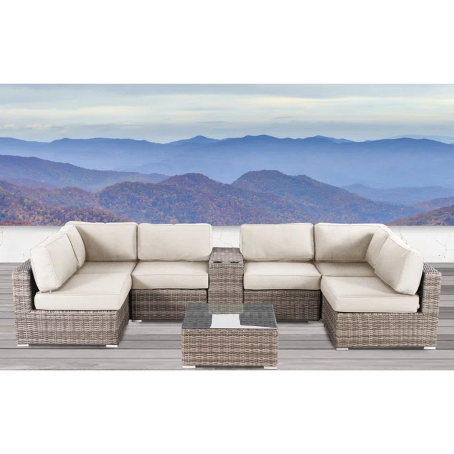 Outdoor 4 Person Seating Group With Cushions - Brown - Image 5