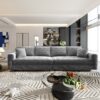 Plush Corduroy 4 Seat Sofa, Modern Comfy Upholstered Sofa Cloud Couch, Deep Seat Couches With Soft Pillows And 2 Ottomans, Convertible Sofa Lounge Chair, For Living Room, Apartment, Office - Gray - Image 10
